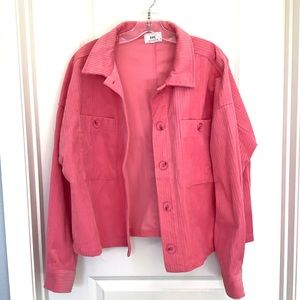 HAVE Womens Long Sleeve Ribbed Trucker Jacket Size L Shacket